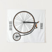 ハイホイール自転車イラストレーション タペストリー (正面(横))