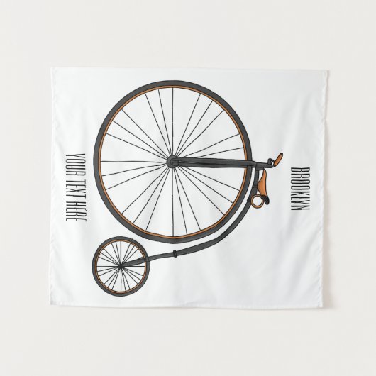 ハイホイール自転車イラストレーション タペストリー (正面(横))