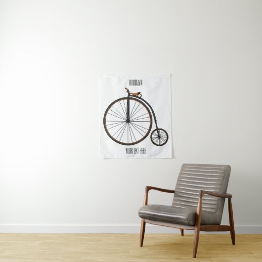 ハイホイール自転車イラストレーション タペストリー (インサイチュ)