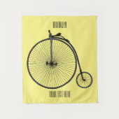 ハイホイール自転車イラストレーション タペストリー (正面)