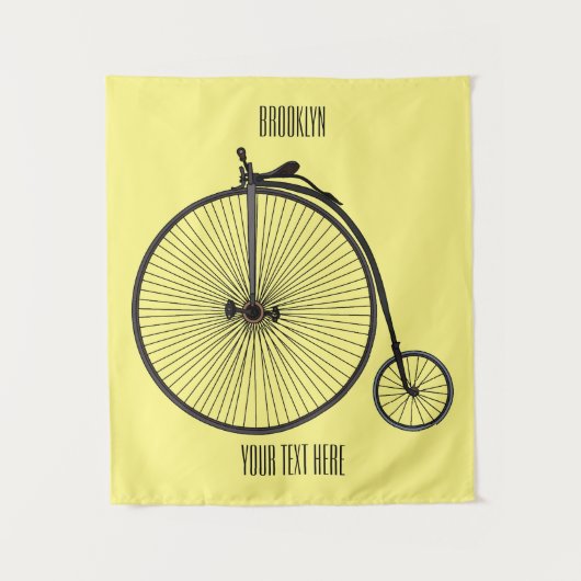 ハイホイール自転車イラストレーション タペストリー (正面)