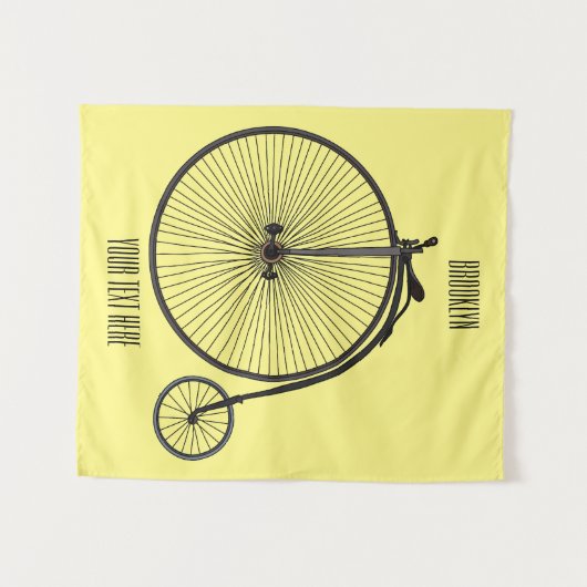 ハイホイール自転車イラストレーション タペストリー (正面(横))