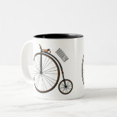 ハイホイール自転車イラストレーション ツートーンマグカップ (正面左)