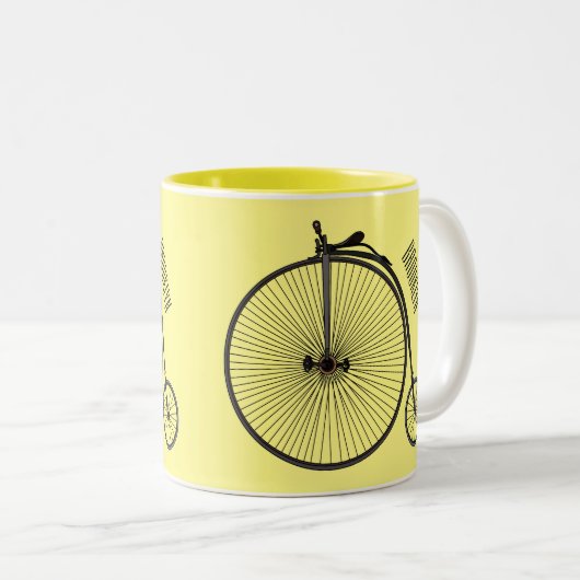 ハイホイール自転車イラストレーション ツートーンマグカップ (正面右)