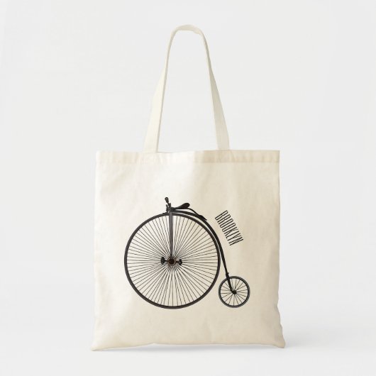 ハイホイール自転車イラストレーション トートバッグ (正面)