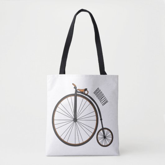 ハイホイール自転車イラストレーション トートバッグ (正面)