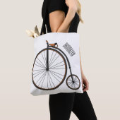 ハイホイール自転車イラストレーション トートバッグ (クローズアップ)