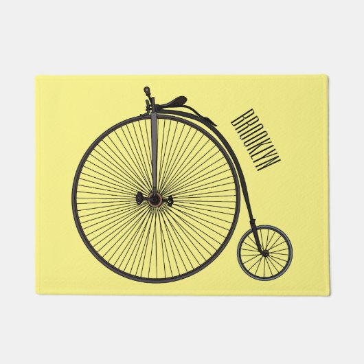 ハイホイール自転車イラストレーション ドアマット (正面)