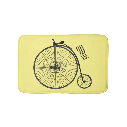 ハイホイール自転車イラストレーション バスマット (正面)