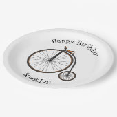 ハイホイール自転車イラストレーション ペーパープレート (アングル)