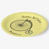 ハイホイール自転車イラストレーション ペーパープレート (アングル)