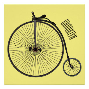 ハイホイール自転車イラストレーション ポスター