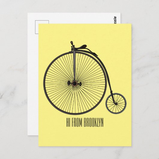 ハイホイール自転車イラストレーション ポストカード (正面/裏面)