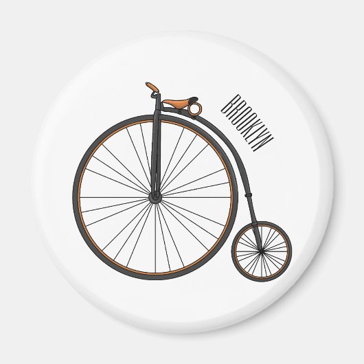 ハイホイール自転車イラストレーション マグネット (正面)