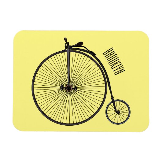 ハイホイール自転車イラストレーション マグネット (横)