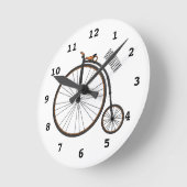 ハイホイール自転車イラストレーション ラウンド壁時計 (傾斜)