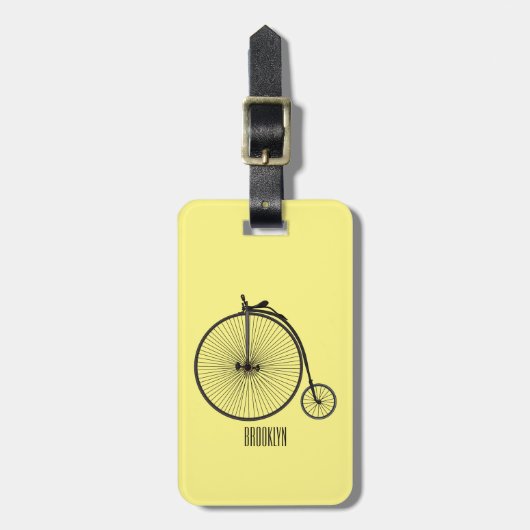 ハイホイール自転車イラストレーション ラゲッジタグ (正面縦)