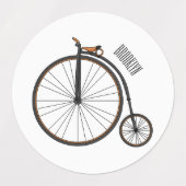 ハイホイール自転車イラストレーション ラベル (デザイン2)