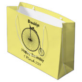 ハイホイール自転車イラストレーション ラージペーパーバッグ (裏面アングル)