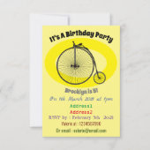 ハイホイール自転車イラストレーション 招待状 (正面)