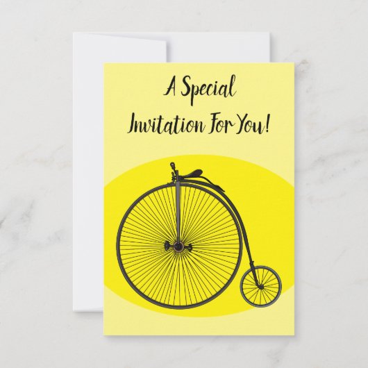 ハイホイール自転車イラストレーション 招待状 (裏面)