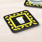 ハイボールアルコールレトロドリンクアートグリーンライムブラック コースター (左側)