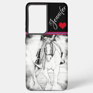 ハイポイント(赤いハート付き) (紫縁ど/黒) SAMSUNG GALAXY S21+ケース