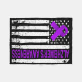 ハイマーハイマー認識度 – アメリカ国旗の紫リボン フリースブランケット (正面(横))