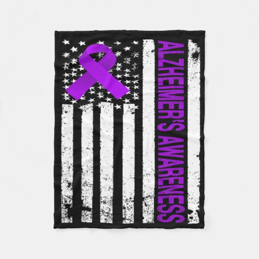 ハイマーハイマー認識度 – アメリカ国旗の紫リボン フリースブランケット (正面)