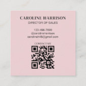 ハイモダンはっきりしたタイポグラフィQRコードピンク スクエア名刺 (裏面)