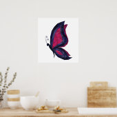 ハイモダンテク蝶の翼，幾何学的な青ピンク ポスター (キッチン)