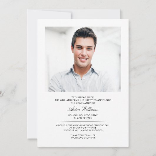 ハイモダンテミニマルク写真の卒業 案内状 (裏面)