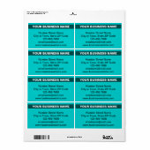 ハイライトされたビジネス名のアクセントが付いた、ターコイズグリーンの出荷ラベル ラベル (フルシート)