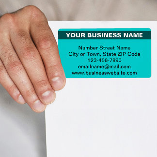 ハイライトされたビジネス名のアクセントが付いた、ターコイズグリーンの出荷ラベル ラベル