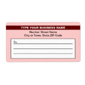 ハイライトされたブランド名の上のライトレッド出荷ラベル ラベル (正面)