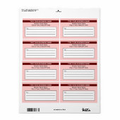 ハイライトされたブランド名の上のライトレッド出荷ラベル ラベル (フルシート)