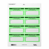 ハイライトされたブランド名の上の薄い緑の出荷 ラベル (フルシート)