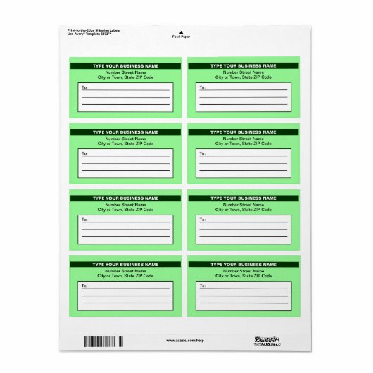 ハイライトされたブランド名の上の薄い緑の出荷 ラベル (フルシート)