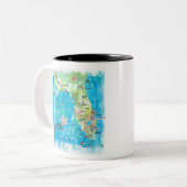 ハイライトの米国フロリダの州のヴィンテージの地図 ツートーンマグカップ (正面左)