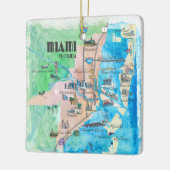 ハイライトの米国フロリダ旅行ポスター地図 セラミックオーナメント (左)