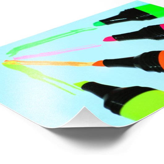 ハイライトペンズネオンピンクオレンジグリーンライム学校 フォトプリント (角)