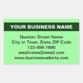 ハイライト表示されたビジネス名(緑) 長方形シール (正面)