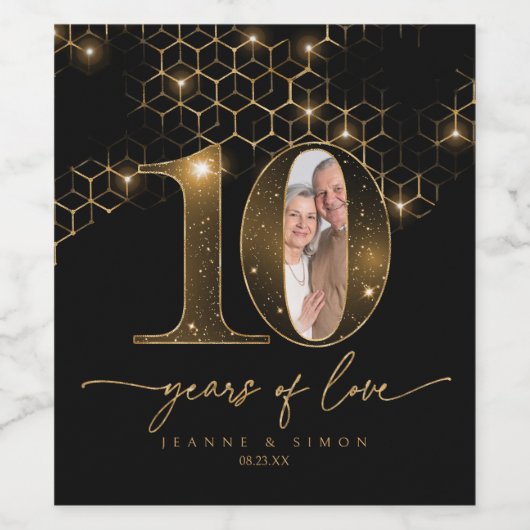 ハイライト金ゴールド10周年記念写真ID1165 ワインラベル (シングルラベル)