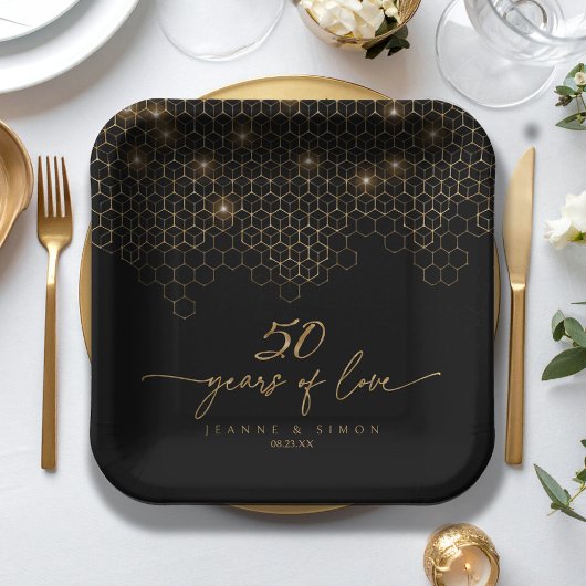 ハイライト金ゴールド50th Anniversary ID1165 ペーパープレート
