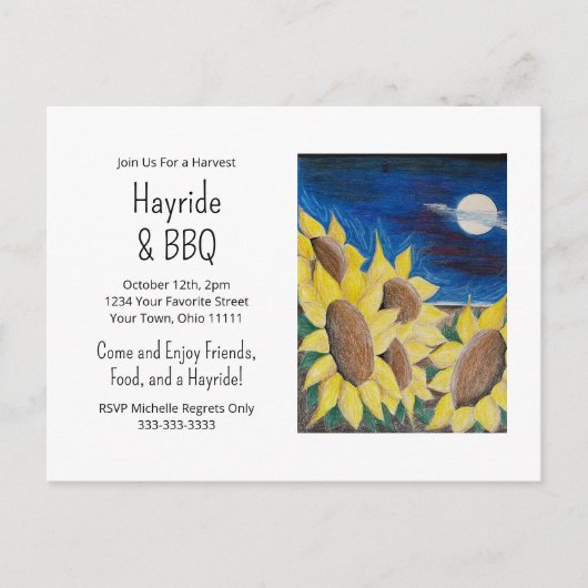 ハイライドバーベキューサンフラワーズフォークアート招待状 ポストカード (正面)