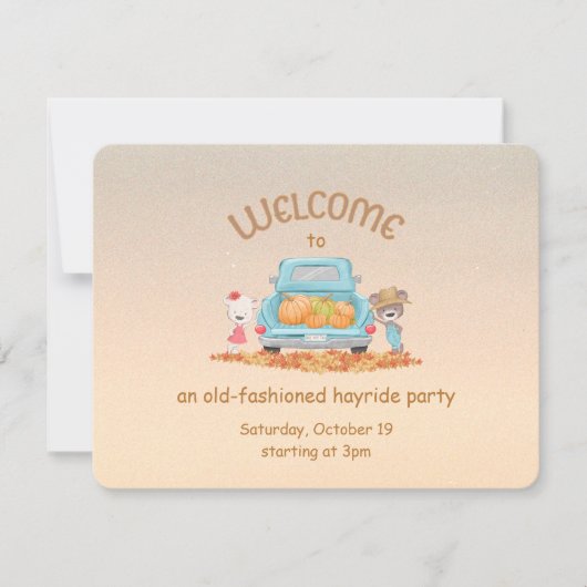 ハイライドパーソナライズされた秋ウェルカムベアーパンプキンズ 招待状 (正面)