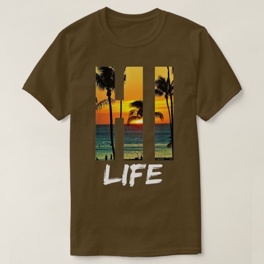 ハイライフアロハハワイビーチ Tシャツ (デザイン正面)