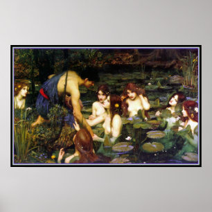 ハイラスとニンフ – by John Waterhouse ポスター