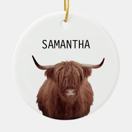 ハイラパーソナライズされたンドカウファームハ素朴ウス セラミックオーナメント (正面)