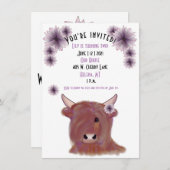 ハイランダーカウズ誕生日招待状|カスタマイズ可能 招待状 (正面/裏面)